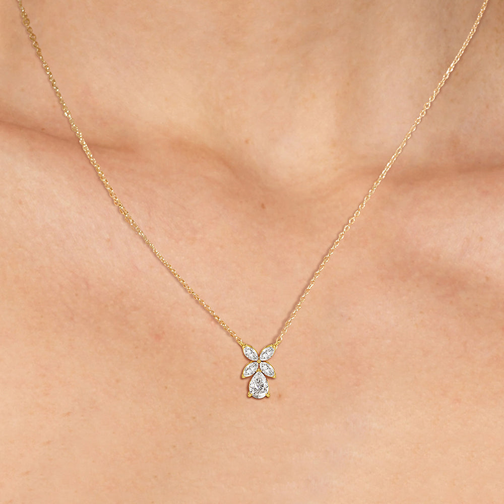 Tulip Drop Necklace with 14KT Yellow Gold / Lab / 1 Cut Diamond in 14KT Yellow Gold / Lab / 1 view 3
