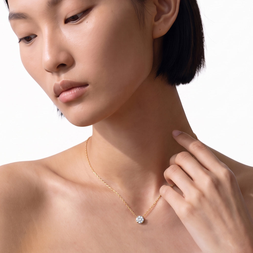 The Roosevelt Grand Necklace with 14KT Rose Gold / Lab / 1 1/8 Cut Diamond in 14KT Rose Gold / Lab / 1 1/8 view 3
