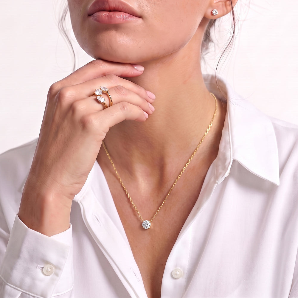 The Roosevelt Grand Necklace with 14KT Rose Gold / Lab / 1 1/8 Cut Diamond in 14KT Rose Gold / Lab / 1 1/8 view 4
