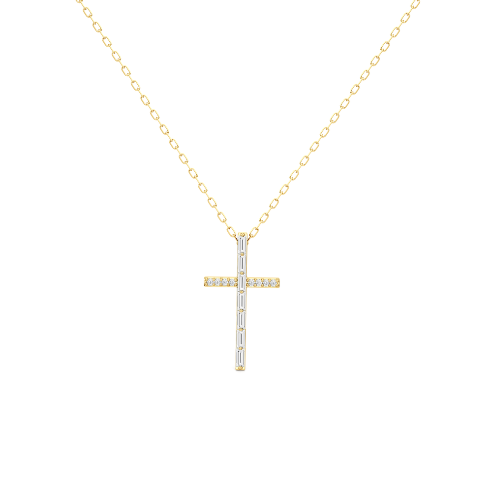 The Elle Cross Necklace with 18K Yellow Gold Vermeil / Lab / 1/5 Cut Diamond in 14KT 18K Yellow Gold Vermeil / Lab / 1/5 view 1
