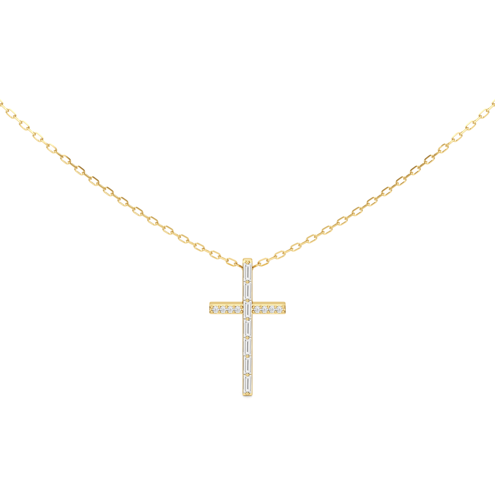 The Elle Cross Necklace with 18K Yellow Gold Vermeil / Lab / 1/5 Cut Diamond in 14KT 18K Yellow Gold Vermeil / Lab / 1/5 view 4
