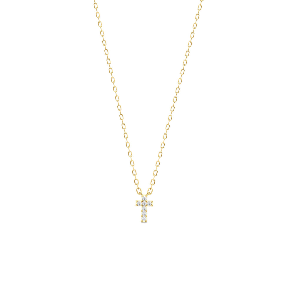 The Elizabeth Cross Necklace with 14KT Yellow Gold / Lab Cut Diamond in 14KT Yellow Gold / Lab view 1
