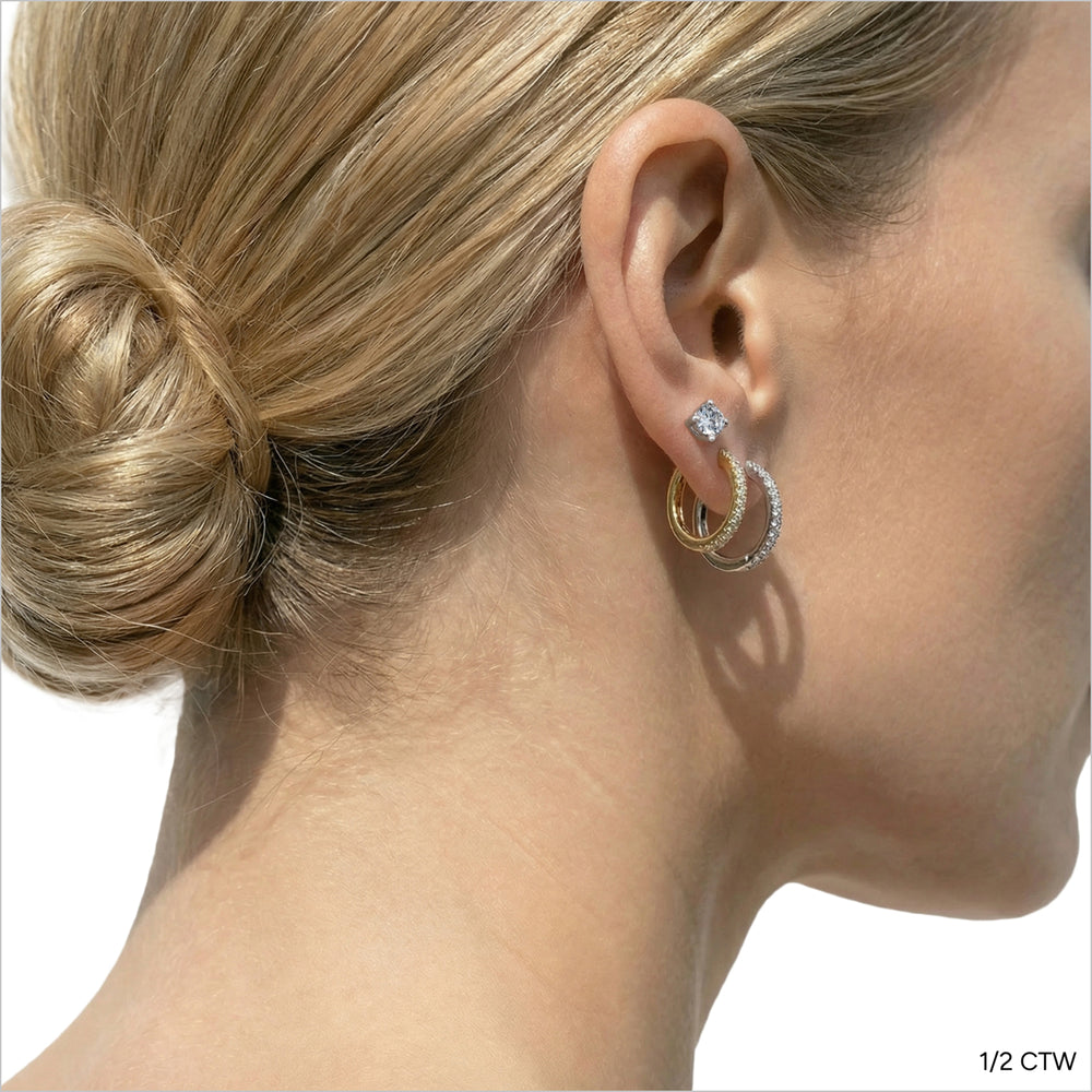 Premium Round Diamond Four Prong Studs (E+ VS+) with 14KT White Gold / Lab / 1/2 Cut Diamond in 14KT White Gold / Lab / 1/2 view 3
