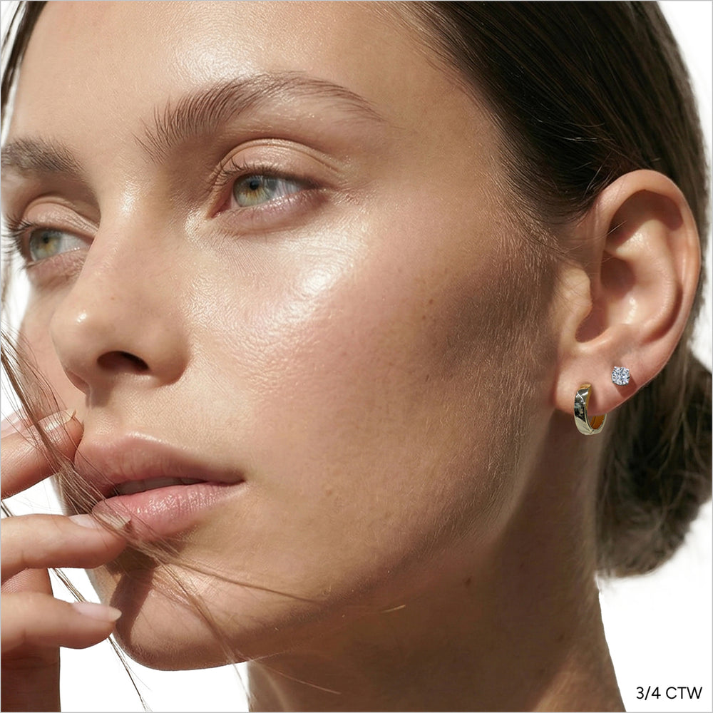 Premium Round Diamond Four Prong Studs (E+ VS+) with 14KT Rose Gold / Lab / 3/4 Cut Diamond in 14KT Rose Gold / Lab / 3/4 view 3
