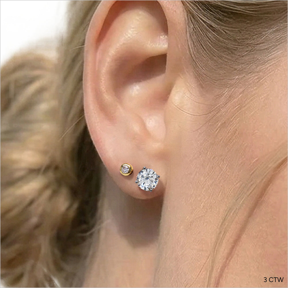 Classic Round Diamond Four Prong Studs Earrings (F+ SI+) with 14KT Rose Gold / Lab / 3 Cut Diamond in 14KT Rose Gold / Lab / 3 view 6
