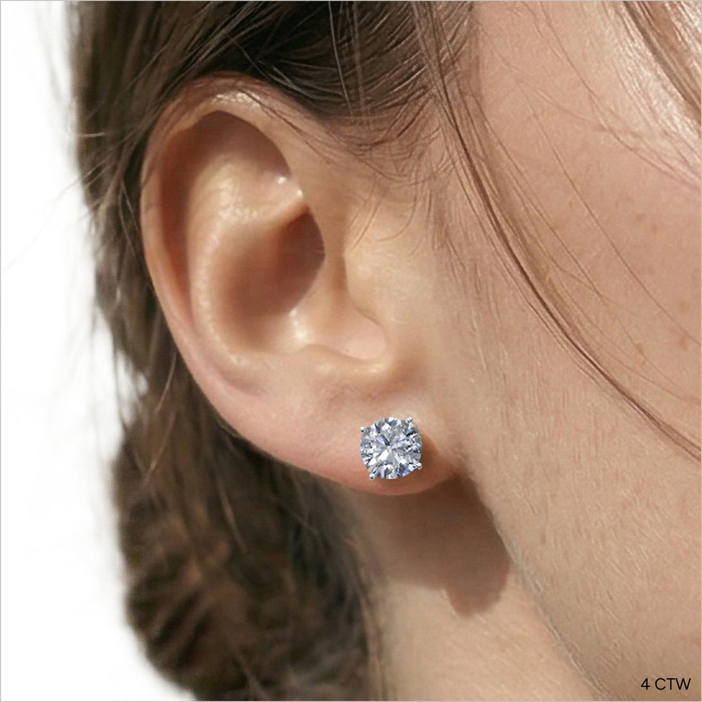 Premium Round Diamond Four Prong Studs (E+ VS+) with 14KT Rose Gold / Lab / 4 Cut Diamond in 14KT Rose Gold / Lab / 4 view 2
