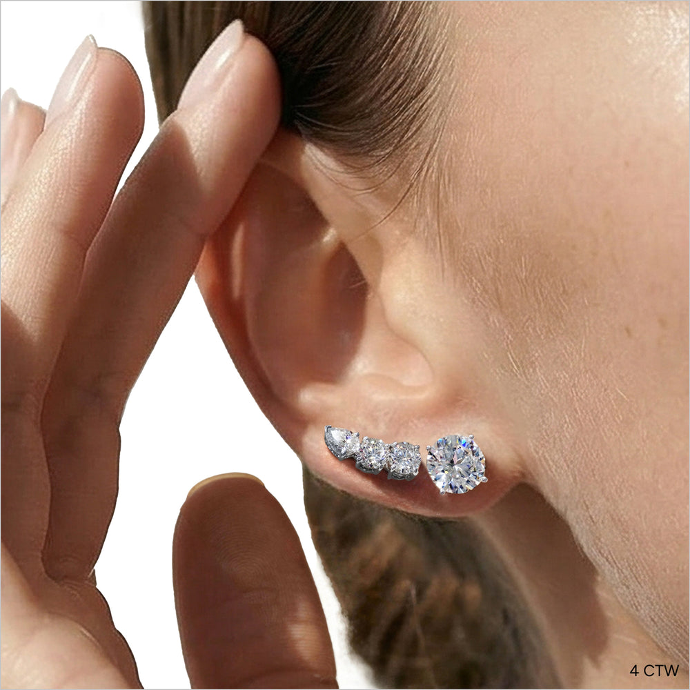 Classic Round Diamond Four Prong Studs Earrings (F+ SI+) with 14KT Rose Gold / Lab / 4 Cut Diamond in 14KT Rose Gold / Lab / 4 view 4
