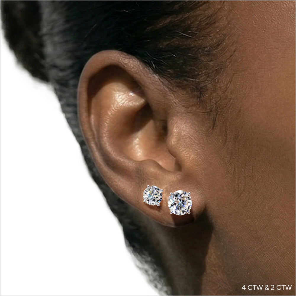 Classic Round Diamond Four Prong Studs Earrings (F+ SI+) with 14KT White Gold / Lab / 4 Cut Diamond in 14KT White Gold / Lab / 4 view 6
