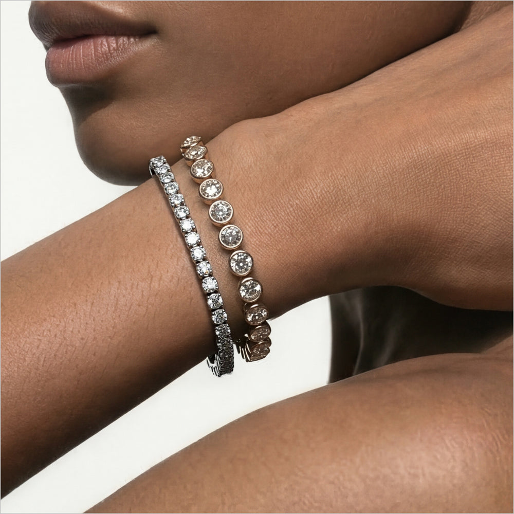 Bezel Lab Diamond Tennis Bracelet with 6 Cut Diamond in 14KT White Gold view 4
