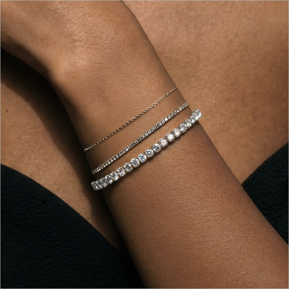 Classic 4-Prong Round Lab Diamond Square Basket Tennis Bracelet with 1 1/8 Cut Diamond in 14KT Rose Gold view 4
