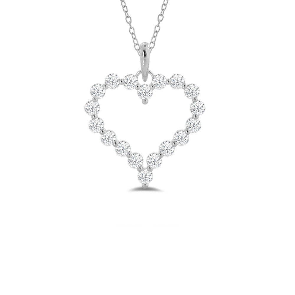 Lab Diamond Heart Pendant with 14KT White Gold / Lab / 1/2 Cut Diamond in 14KT White Gold / Lab / 1/2 view 1
