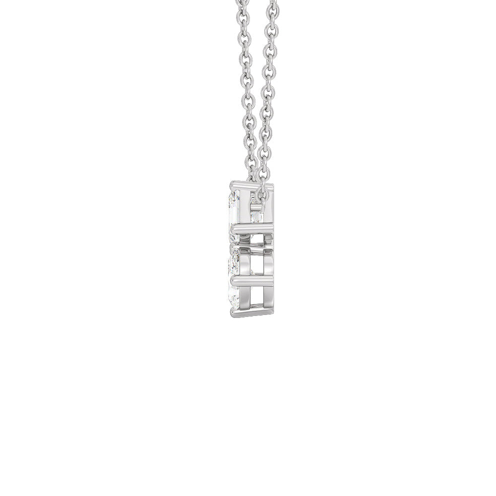 Toi et Moi Square Emerald and Oval Diamond Necklace with 14KT White Gold / Lab / 1 Cut Diamond in 14KT White Gold / Lab / 1 view 2
