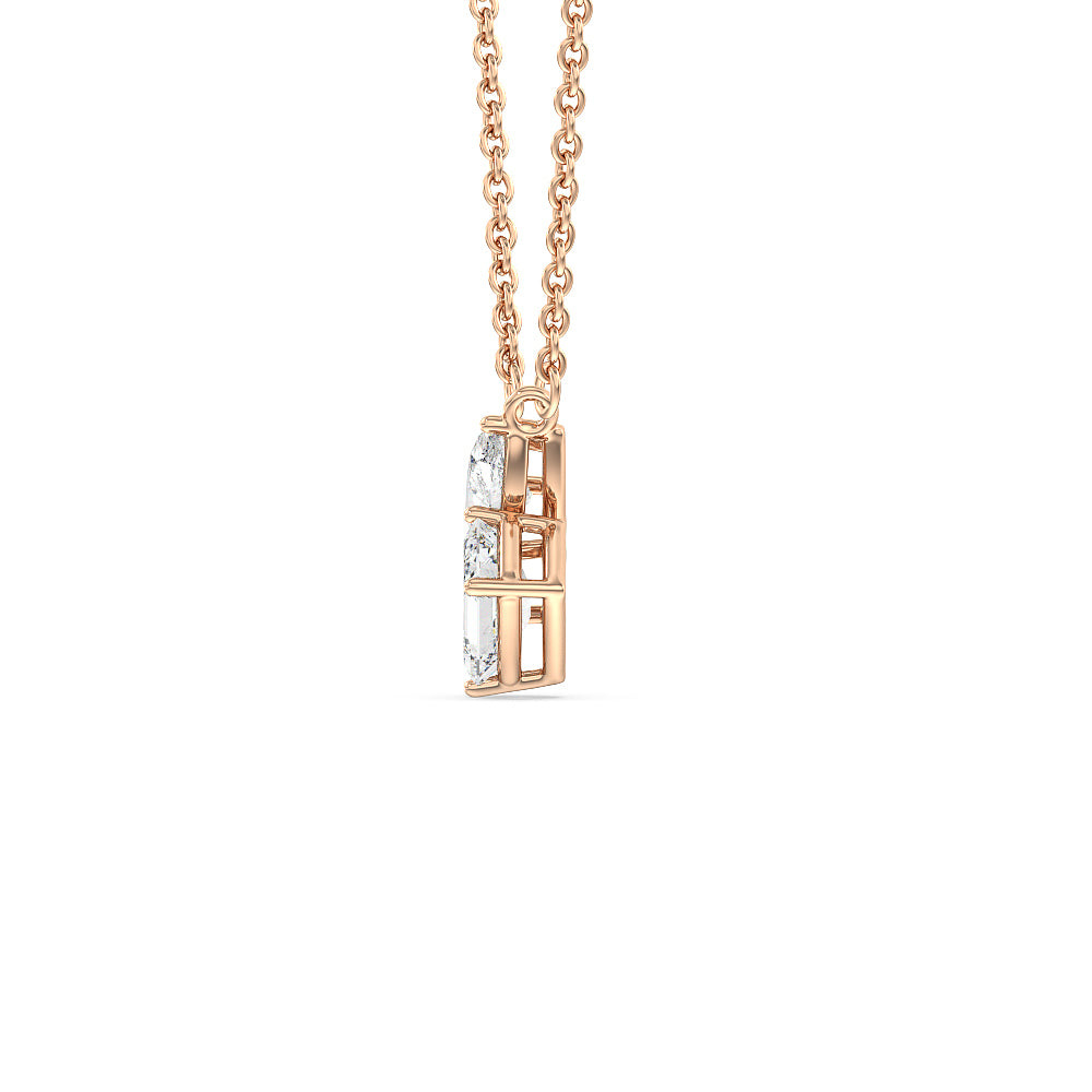 Toi et Moi Pear Emerald Necklace with 14KT Rose Gold / Lab / 1 1/8 Cut Diamond in 14KT Rose Gold / Lab / 1 1/8 view 2
