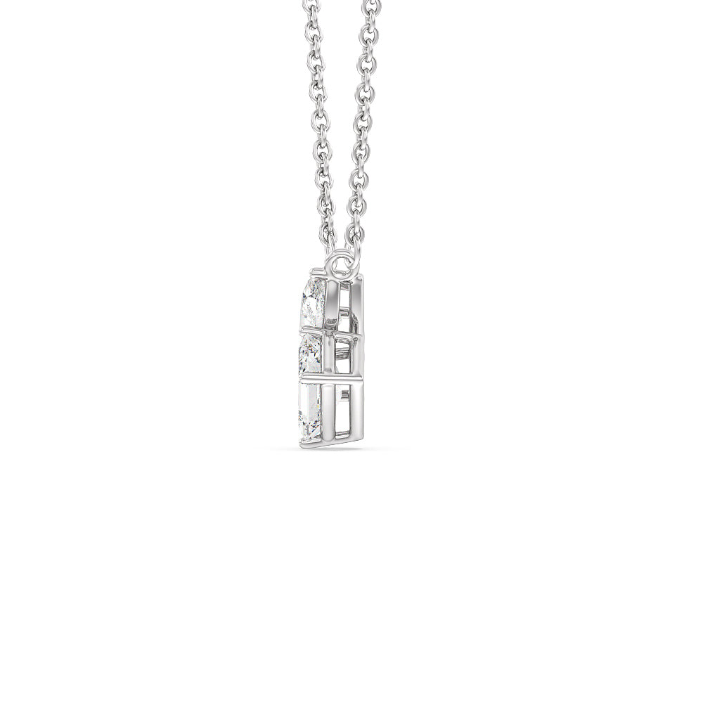 Toi et Moi Pear Emerald Necklace with 14KT White Gold / Lab / 1 1/8 Cut Diamond in 14KT White Gold / Lab / 1 1/8 view 2
