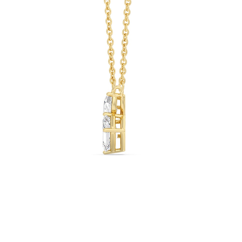 Toi et Moi Pear Emerald Necklace with 14KT Yellow Gold / Lab / 1 1/8 Cut Diamond in 14KT Yellow Gold / Lab / 1 1/8 view 2

