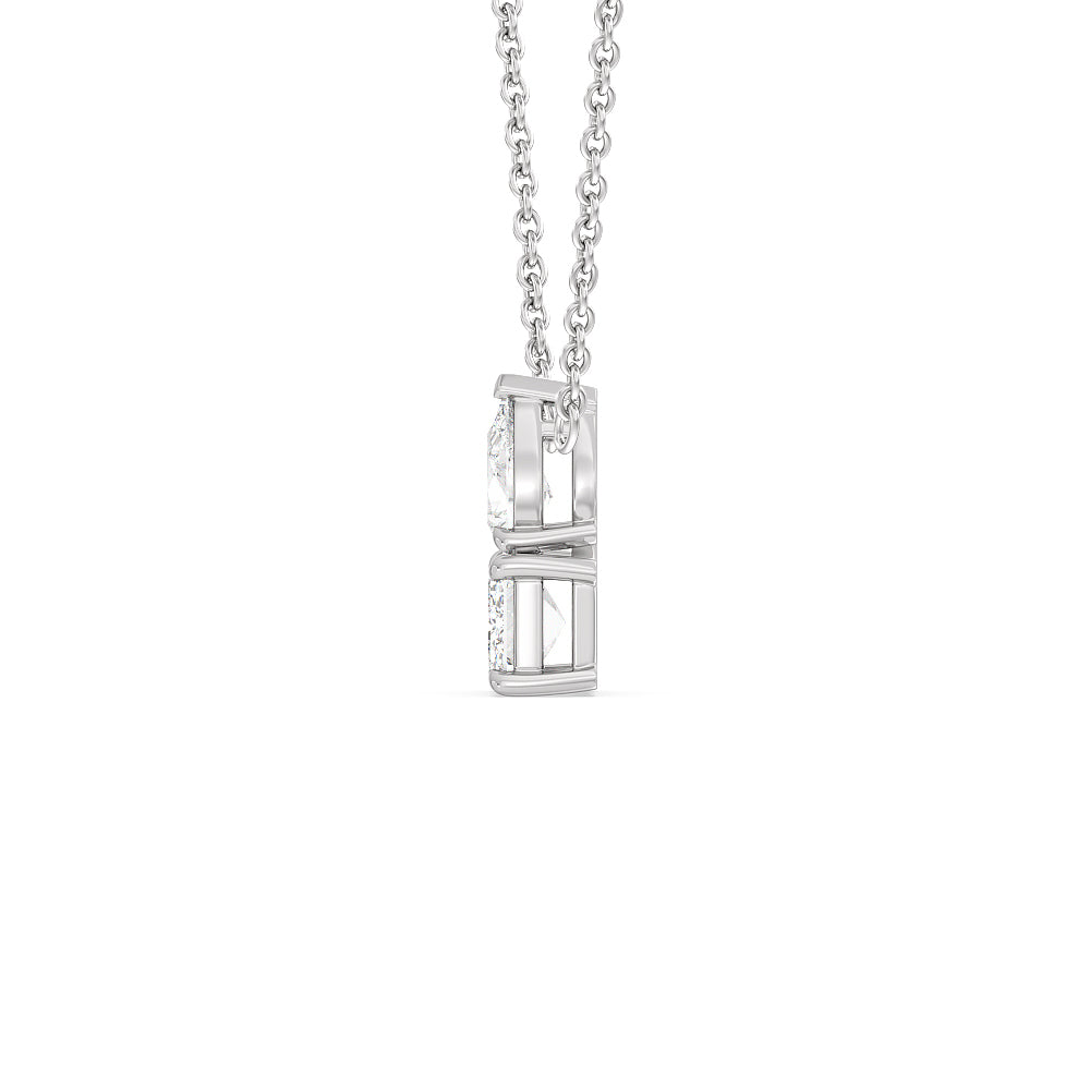 Toi et Moi Pear Emerald Linear Necklace with 14KT White Gold / Lab / 1 1/2 Cut Diamond in 14KT White Gold / Lab / 1 1/2 view 2
