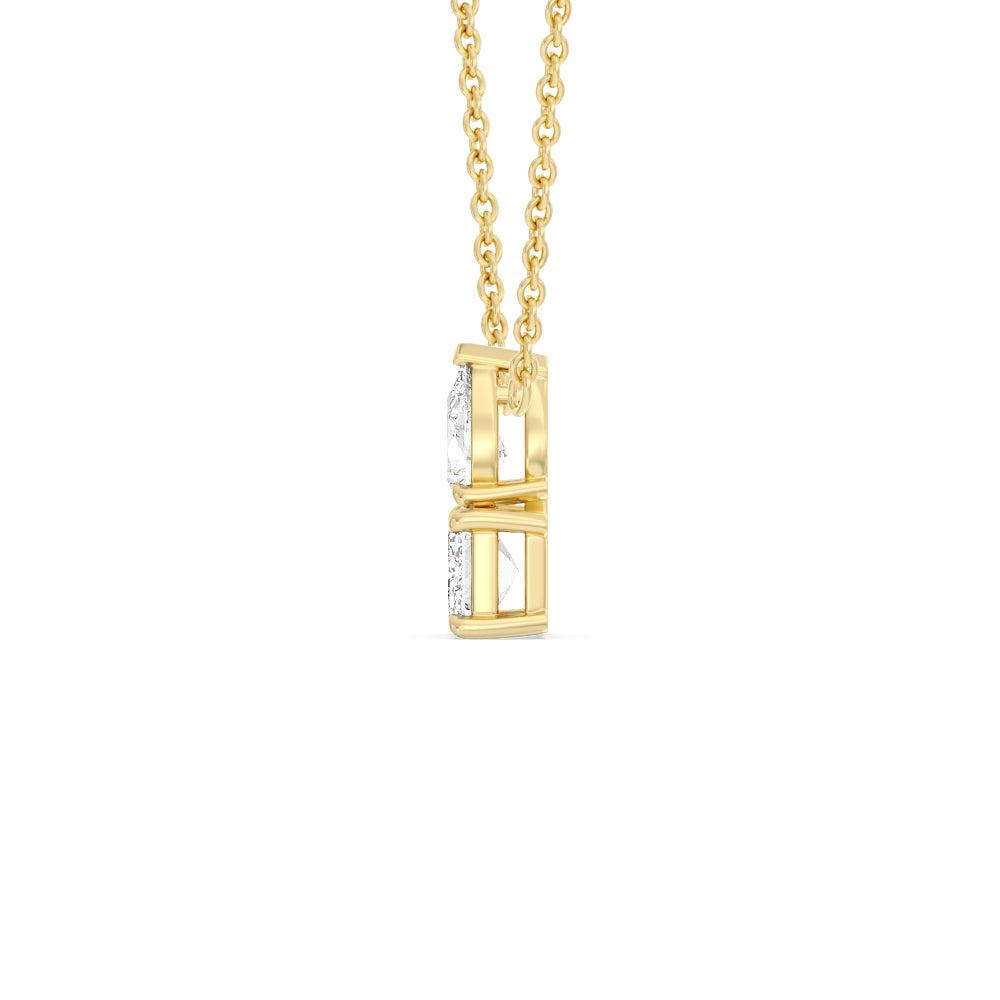 Toi et Moi Pear Emerald Linear Necklace with 14KT Yellow Gold / Lab / 1 1/2 Cut Diamond in 14KT Yellow Gold / Lab / 1 1/2 view 2
