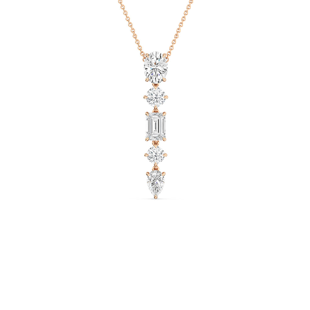 Elegance Fancy Shape Dangler Necklace with 14KT Rose Gold / Lab / 5 1/2 Cut Diamond in 14KT Rose Gold / Lab / 5 1/2 view 1
