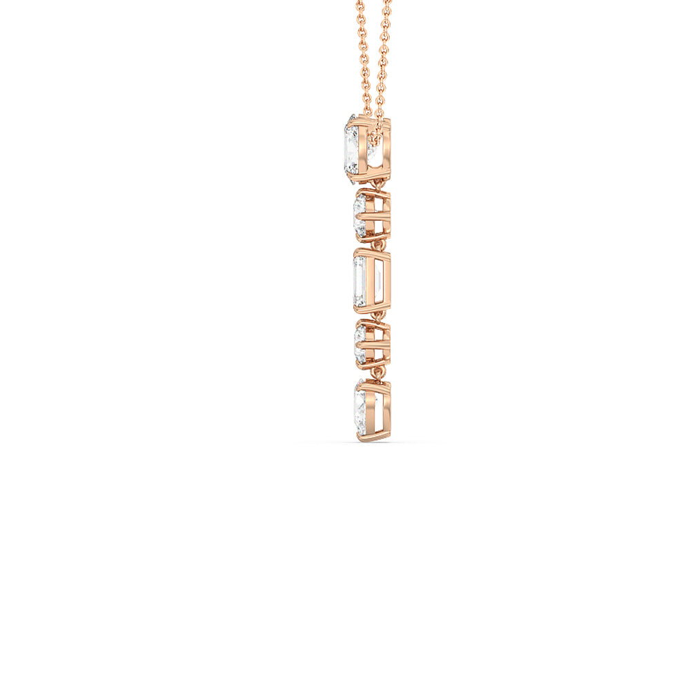 Elegance Fancy Shape Dangler Necklace with 14KT Rose Gold / Lab / 5 1/2 Cut Diamond in 14KT Rose Gold / Lab / 5 1/2 view 2
