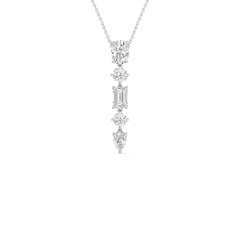 Elegance Fancy Shape Dangler Necklace with 14KT White Gold / Lab / 5 1/2 Cut Diamond in 14KT White Gold / Lab / 5 1/2 view 1
