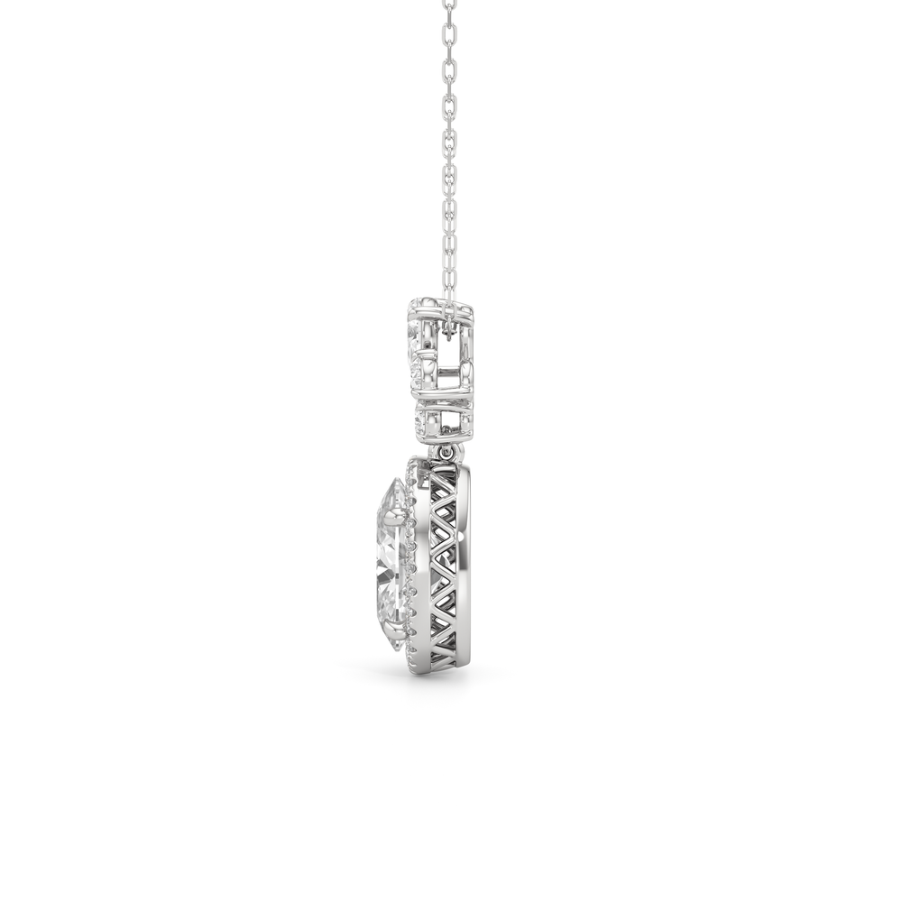 Rose Drop Necklace with 14KT White Gold / Lab / 5 Cut Diamond in 14KT White Gold / Lab / 5 view 3
