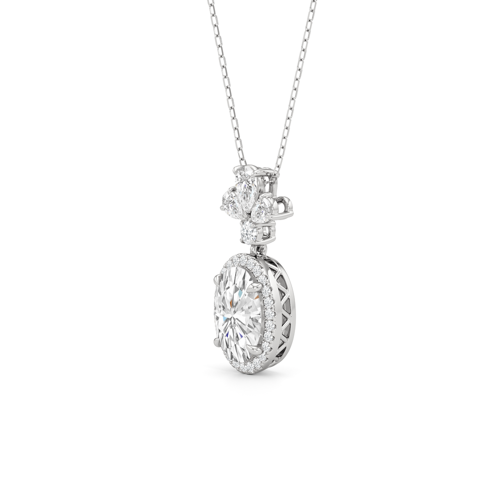 Rose Drop Necklace with 14KT White Gold / Lab / 5 Cut Diamond in 14KT White Gold / Lab / 5 view 2
