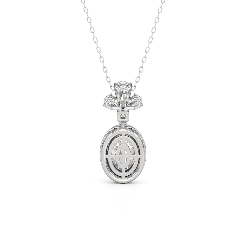 Rose Drop Necklace with 14KT White Gold / Lab / 5 Cut Diamond in 14KT White Gold / Lab / 5 view 4
