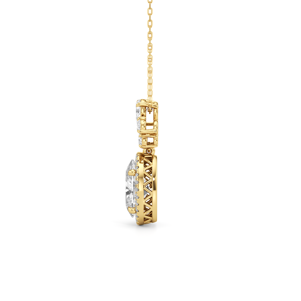 Rose Drop Necklace with 14KT Yellow Gold / Lab / 5 Cut Diamond in 14KT Yellow Gold / Lab / 5 view 3
