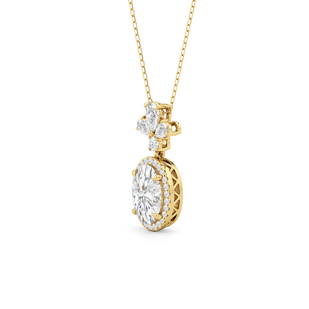 Rose Drop Necklace with 14KT Yellow Gold / Lab / 5 Cut Diamond in 14KT Yellow Gold / Lab / 5 view 2
