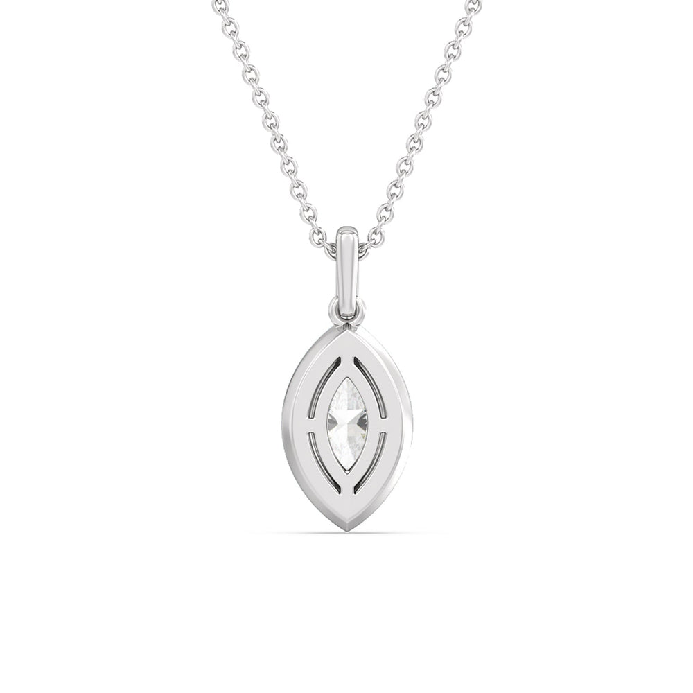 Marquise Bezel Drop Necklace in Ceramic with 14KT White Gold / Snow / 1 Cut Diamond in 14KT White Gold / Snow / 1 view 4
