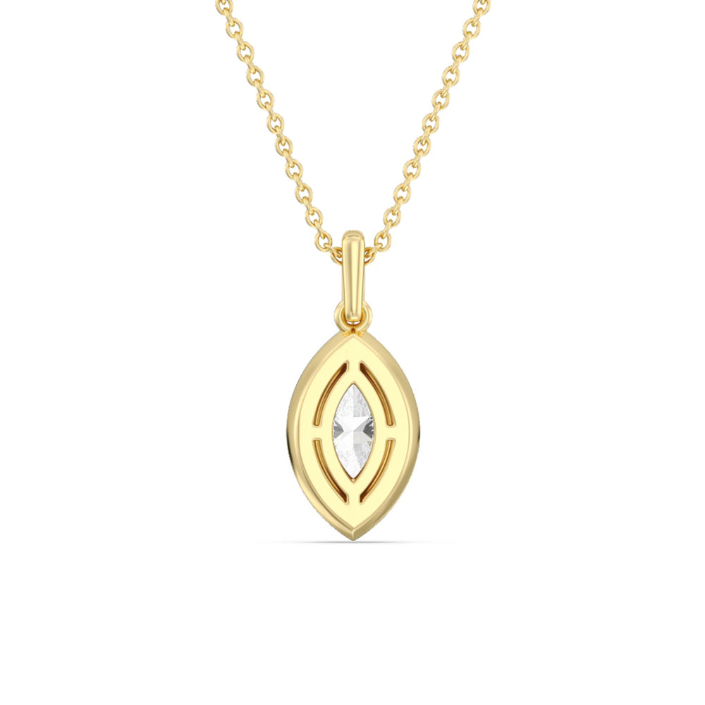 Marquise Bezel Drop Necklace in Ceramic with 14KT Yellow Gold / Snow / 1 Cut Diamond in 14KT Yellow Gold / Snow / 1 view 4

