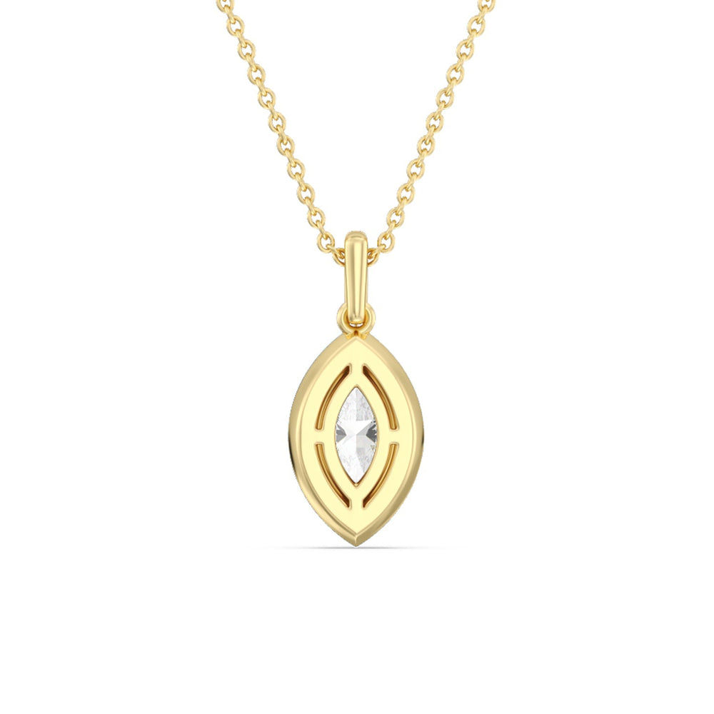 Marquise Bezel Drop Necklace in Ceramic with 14KT Yellow Gold / Honeydew / 1 Cut Diamond in 14KT Yellow Gold / Honeydew / 1 view 4
