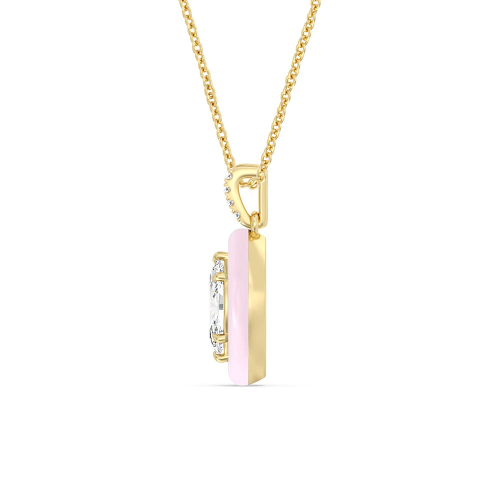 Marquise Bezel Drop Necklace in Ceramic with 14KT Yellow Gold / Lavender Rose / 1 Cut Diamond in 14KT Yellow Gold / Lavender Rose / 1 view 3
