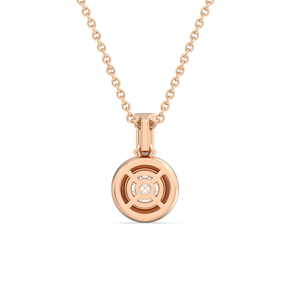 Round Bezel Diamond Necklace in Ceramic with 14KT Rose Gold / Midnight / 3/4 Cut Diamond in 14KT Rose Gold / Midnight / 3/4 view 4
