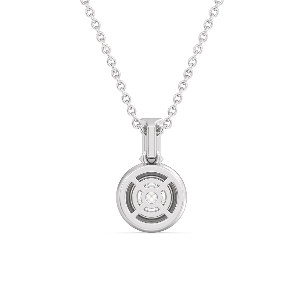 Round Bezel Diamond Necklace in Ceramic with 14KT White Gold / Midnight / 3/4 Cut Diamond in 14KT White Gold / Midnight / 3/4 view 4
