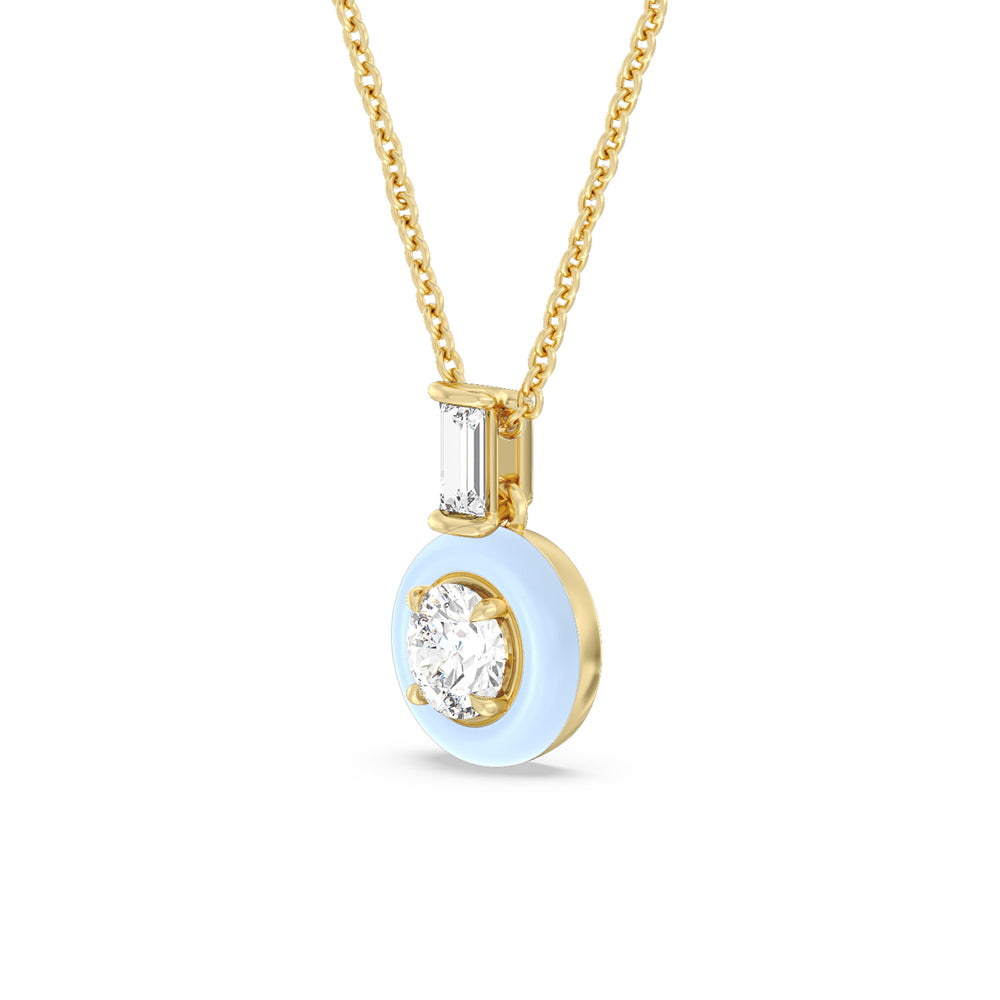 Round Bezel Diamond Necklace in Ceramic with 14KT Yellow Gold / Mist / 3/4 Cut Diamond in 14KT Yellow Gold / Mist / 3/4 view 2
