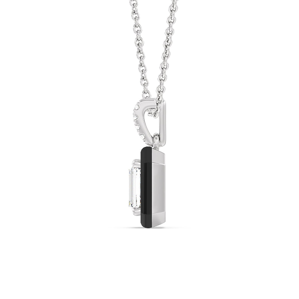 Emerald Bezel Drop Necklace in Ceramic with 14KT White Gold / Midnight / 1 Cut Diamond in 14KT White Gold / Midnight / 1 view 3
