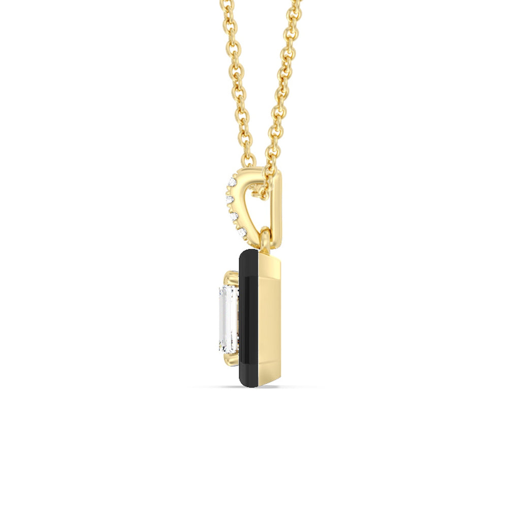 Emerald Bezel Drop Necklace in Ceramic with 14KT Yellow Gold / Midnight / 1 Cut Diamond in 14KT Yellow Gold / Midnight / 1 view 3
