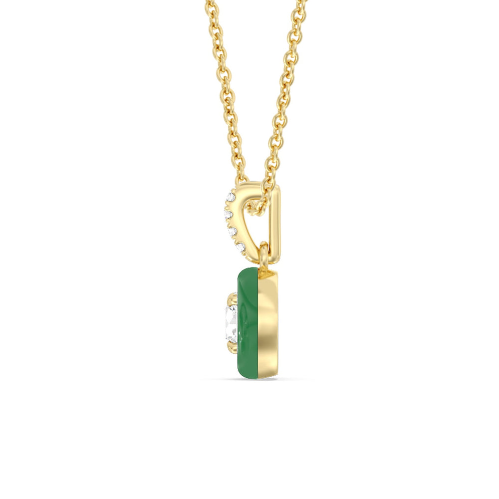 Round Bezel Drop Necklace in Ceramic with 14KT Yellow Gold / Evergreen / 1/2 Cut Diamond in 14KT Yellow Gold / Evergreen / 1/2 view 3
