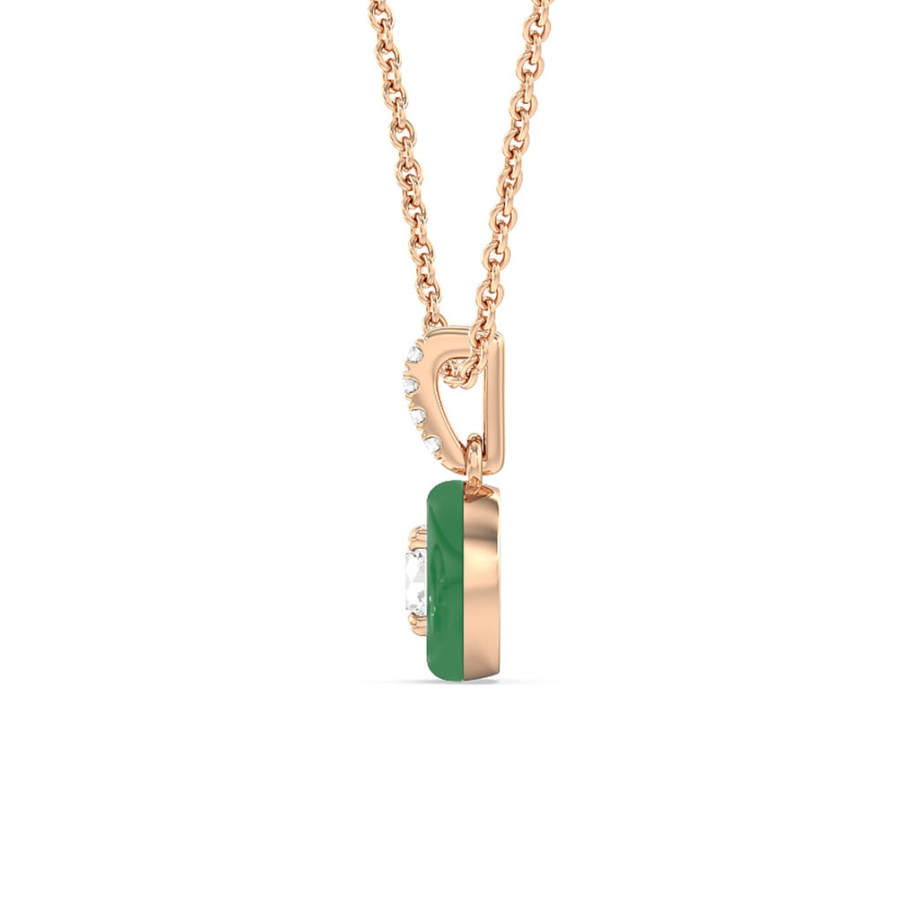Round Bezel Drop Necklace in Ceramic with 14KT Rose Gold / Evergreen / 1/2 Cut Diamond in 14KT Rose Gold / Evergreen / 1/2 view 3
