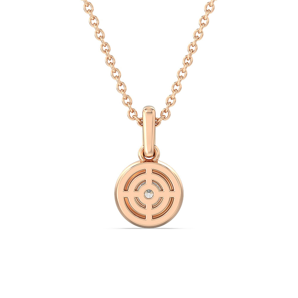 Round Bezel Drop Necklace in Ceramic with 14KT Rose Gold / Midnight / 1/2 Cut Diamond in 14KT Rose Gold / Midnight / 1/2 view 4
