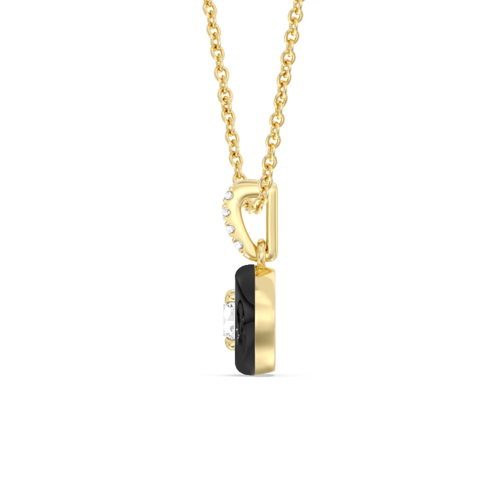 Round Bezel Drop Necklace in Ceramic with 14KT Yellow Gold / Midnight / 1/2 Cut Diamond in 14KT Yellow Gold / Midnight / 1/2 view 3

