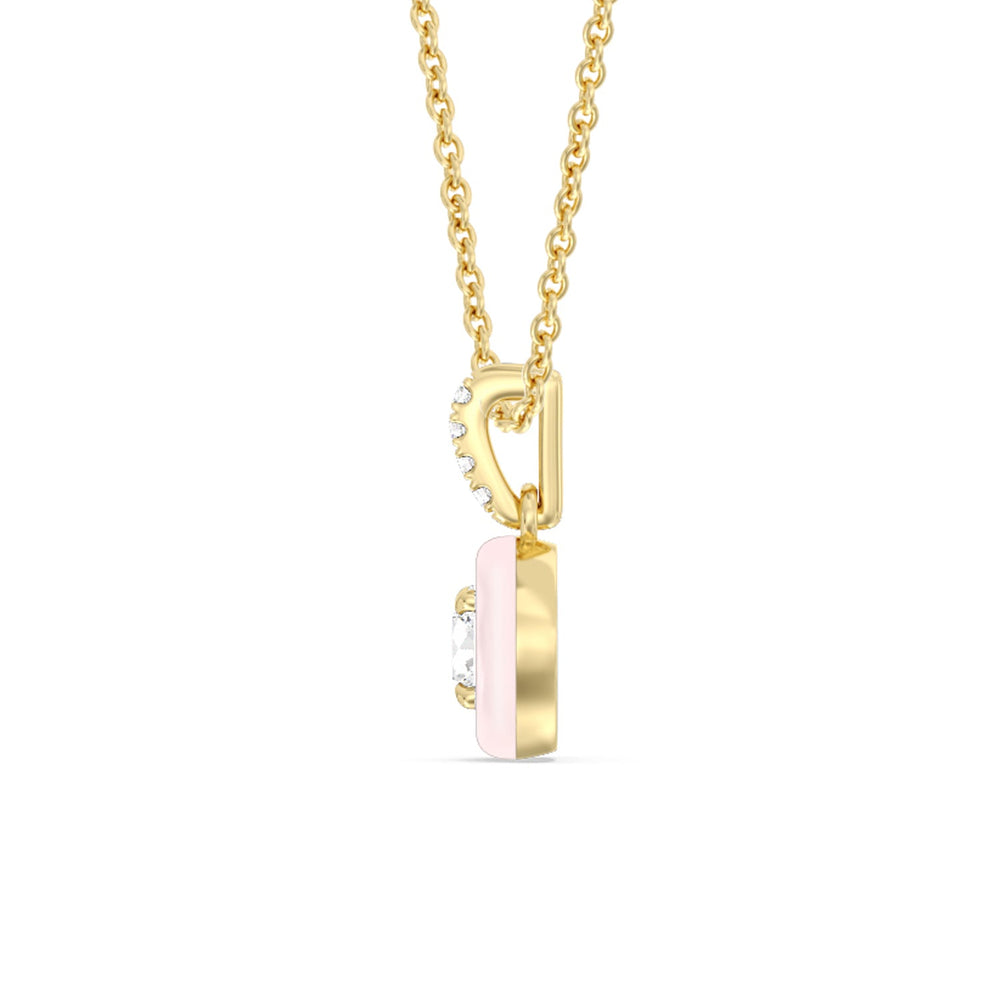 Round Bezel Drop Necklace in Ceramic with 14KT Yellow Gold / Lilac Blush / 1/2 Cut Diamond in 14KT Yellow Gold / Lilac Blush / 1/2 view 3
