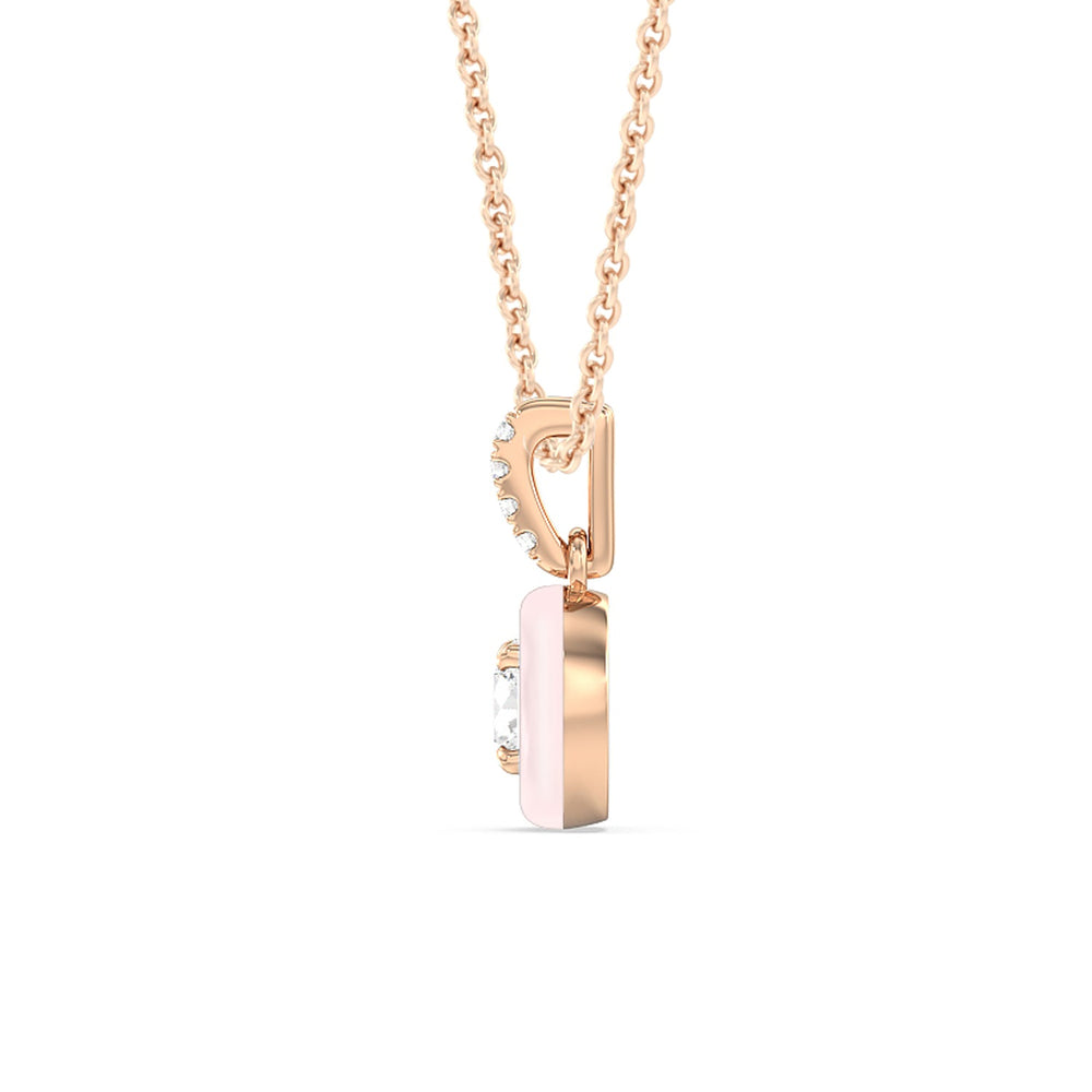 Round Bezel Drop Necklace in Ceramic with 14KT Rose Gold / Lilac Blush / 1/2 Cut Diamond in 14KT Rose Gold / Lilac Blush / 1/2 view 3
