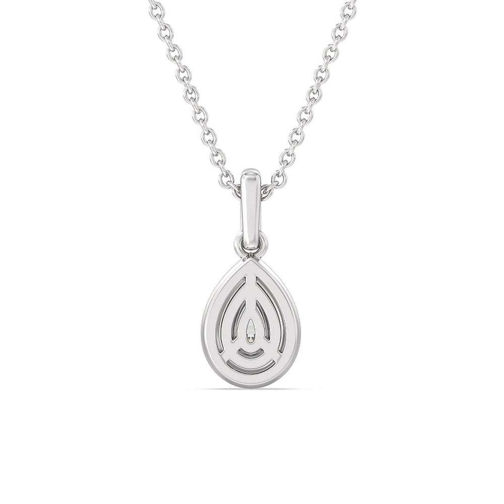 Pear Bezel Drop Necklace in Ceramic with 14KT White Gold / Lavender Rose / 1/2 Cut Diamond in 14KT White Gold / Lavender Rose / 1/2 view 4
