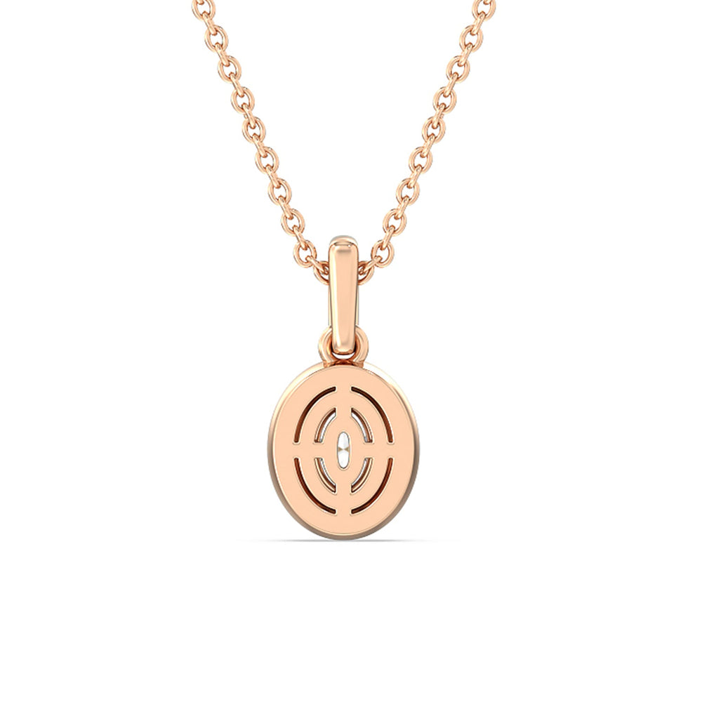 Oval Bezel Drop Necklace in Ceramic with 14KT Rose Gold / Coral / 1/2 Cut Diamond in 14KT Rose Gold / Coral / 1/2 view 4
