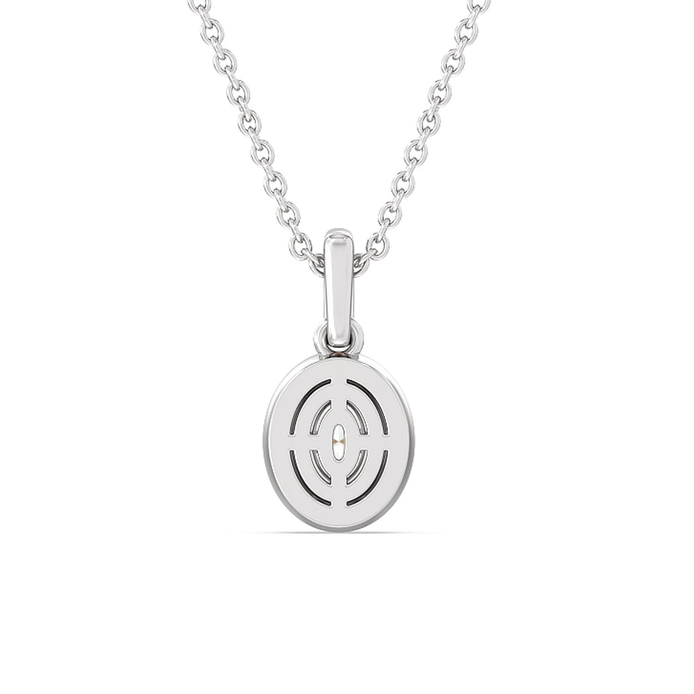 Oval Bezel Drop Necklace in Ceramic with 14KT White Gold / Midnight / 1/2 Cut Diamond in 14KT White Gold / Midnight / 1/2 view 4
