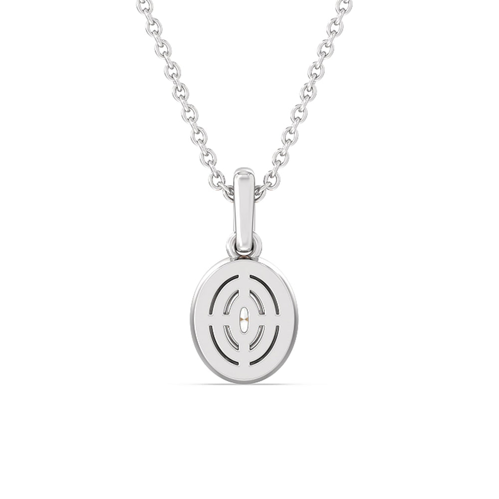 Oval Bezel Drop Necklace in Ceramic with 14KT White Gold / Coral / 1/2 Cut Diamond in 14KT White Gold / Coral / 1/2 view 4
