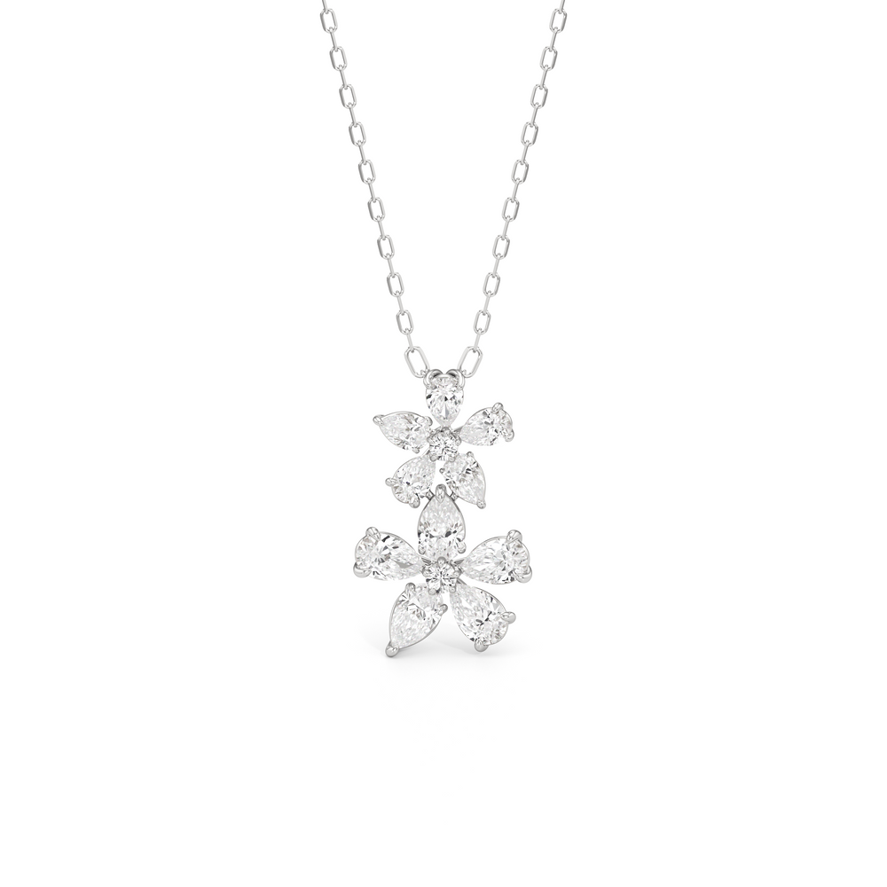 Daisy Duet Pendant with 14KT White Gold / Lab / 1 1/2 Cut Diamond in 14KT White Gold / Lab / 1 1/2 view 2
