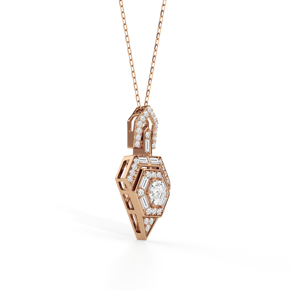 The Chevron Necklace with 14KT Rose Gold / Lab / 1 5/8 Cut Diamond in 14KT Rose Gold / Lab / 1 5/8 view 4
